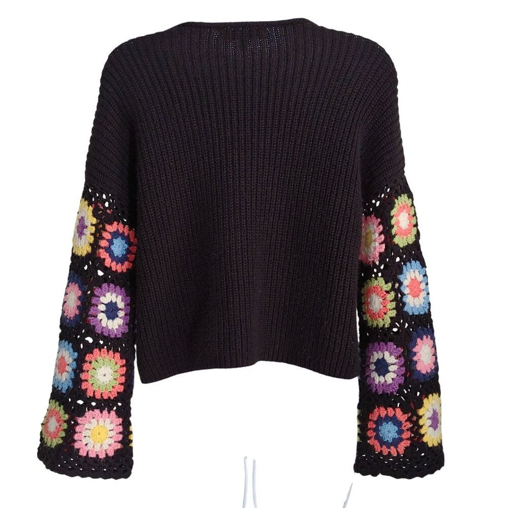Honey & Sparkle Womens Crochet Granny Square Y2K Hippie Retro Floral Boho XL - Picture 2 of 6